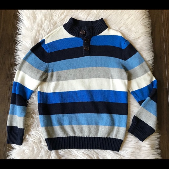 Boy’s High Neck Striped Sweater 10-12 - Picture 1 of 5